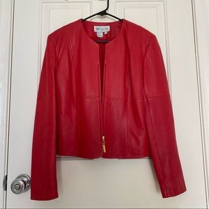 worth red leather jacket